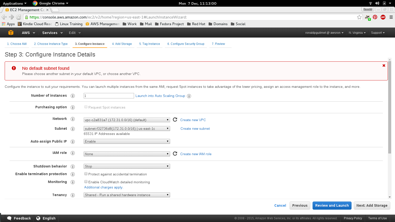 aws instance error