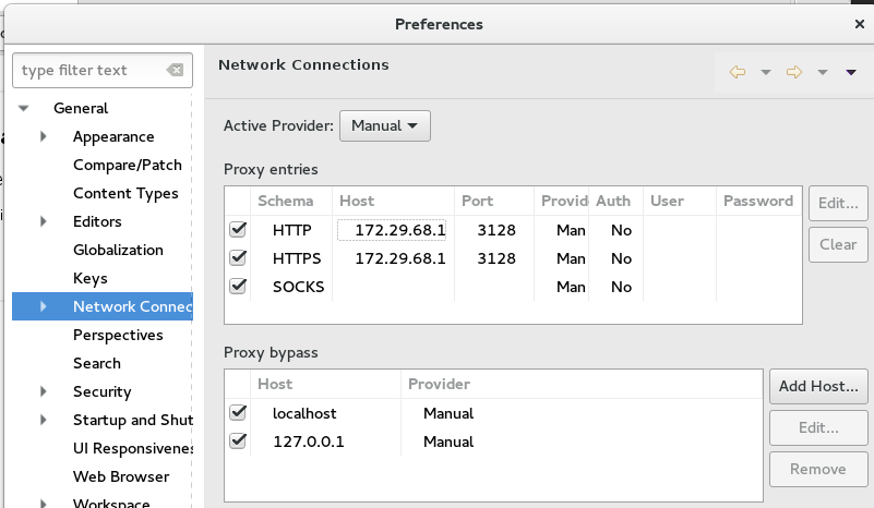 Eclipse proxy settings