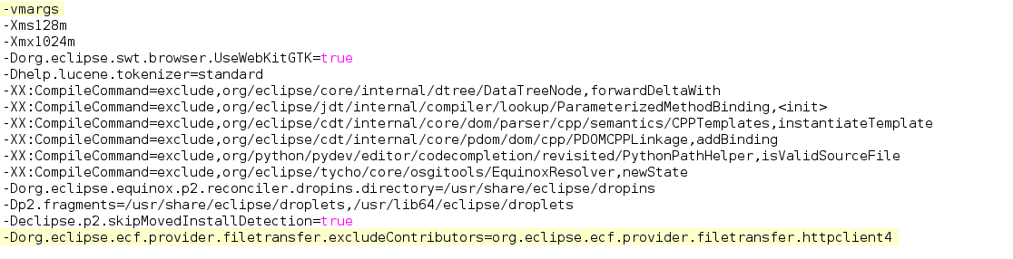 Eclipse startup