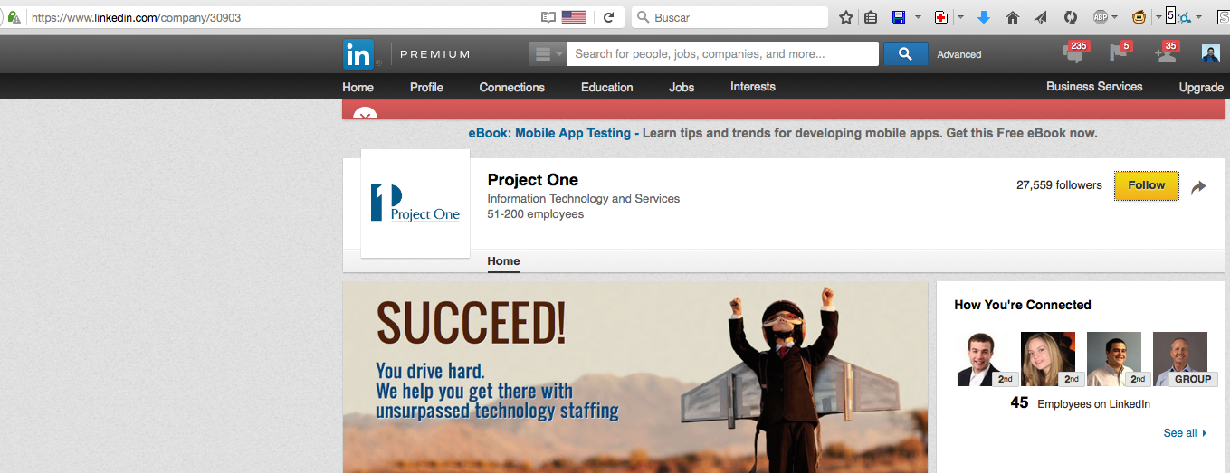 Linkedin error follow company