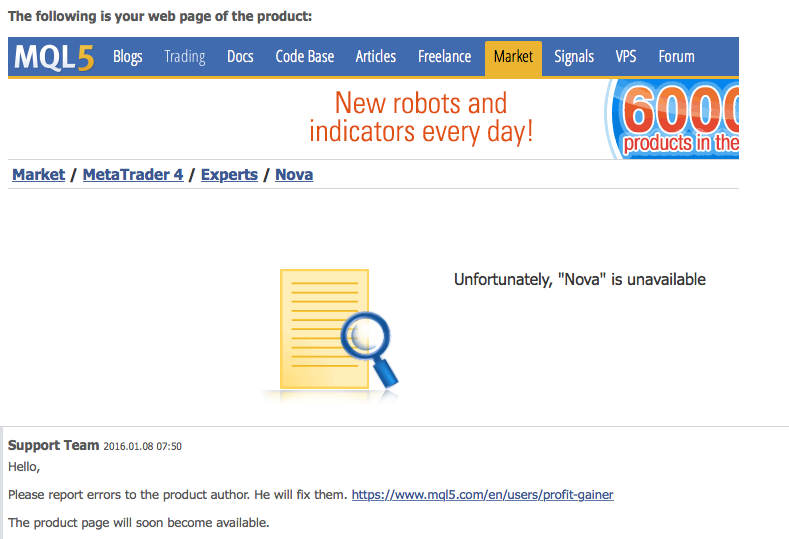 Nova Page Unavailable