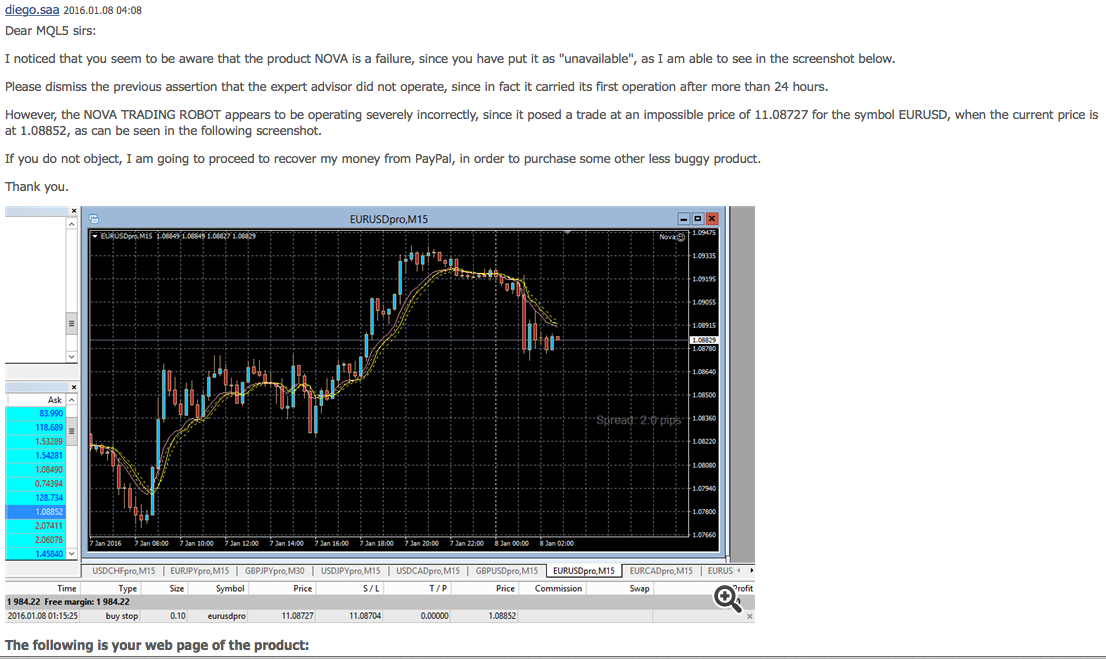 Thread with MQL5 servicedesk