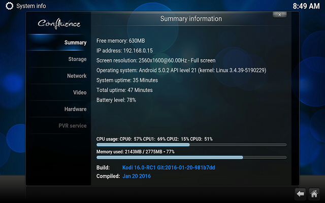 Kodi on Note Pro