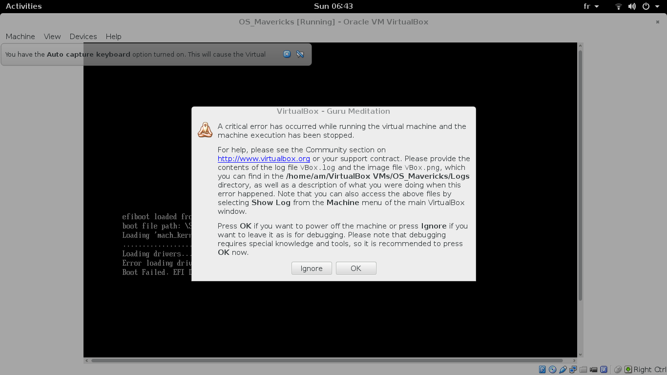 vbox mavericks problem installation