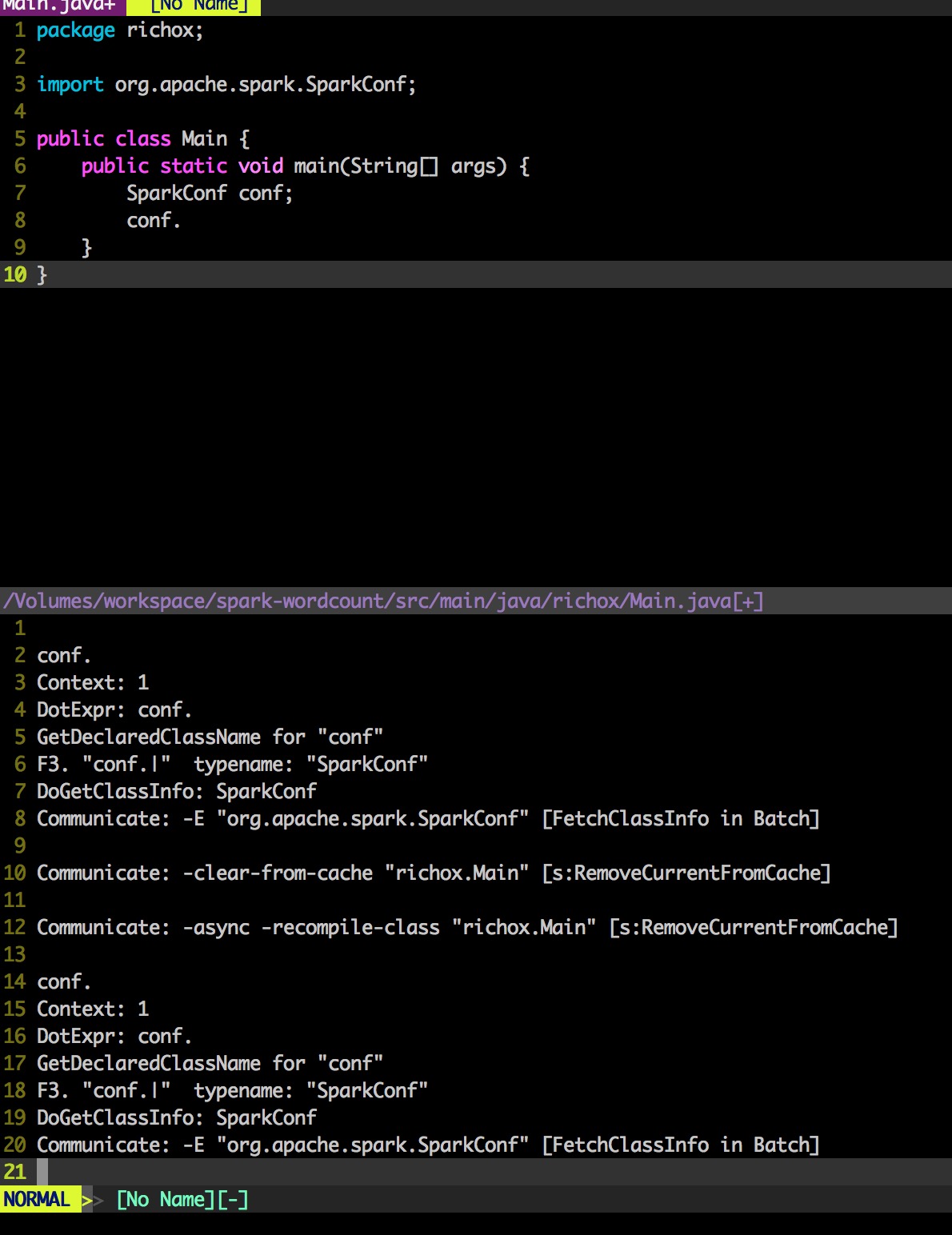 completion for SparkConf sucks