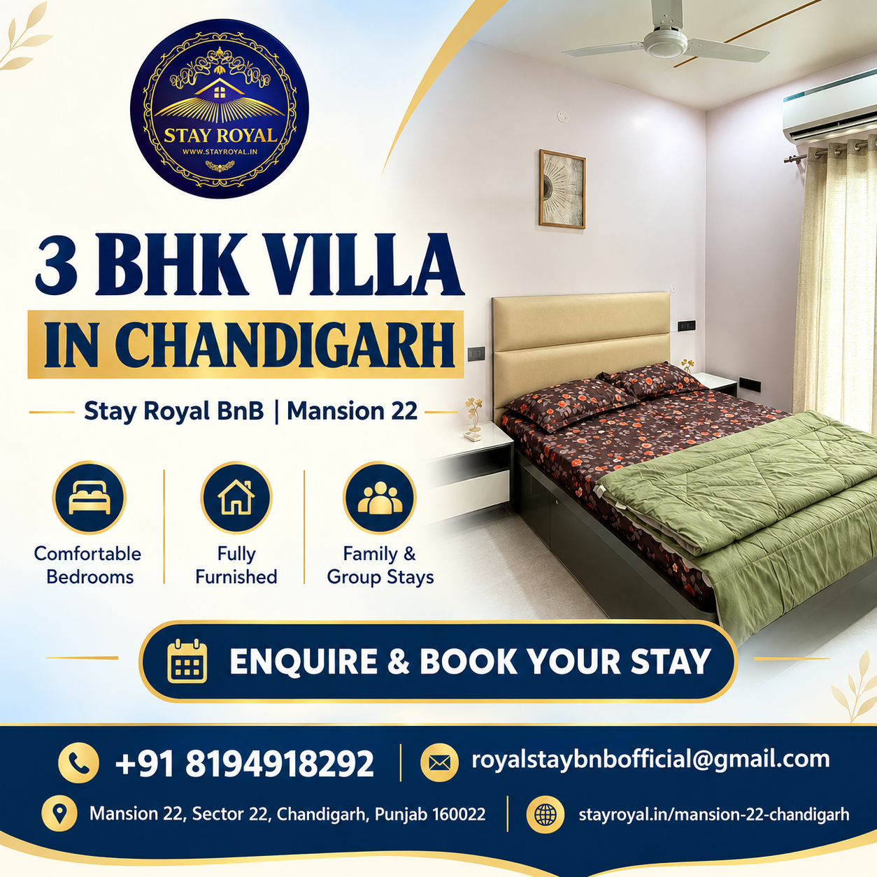 Find Your Ideal 3 BHK Villa in Chandigarh with Stay Royal
