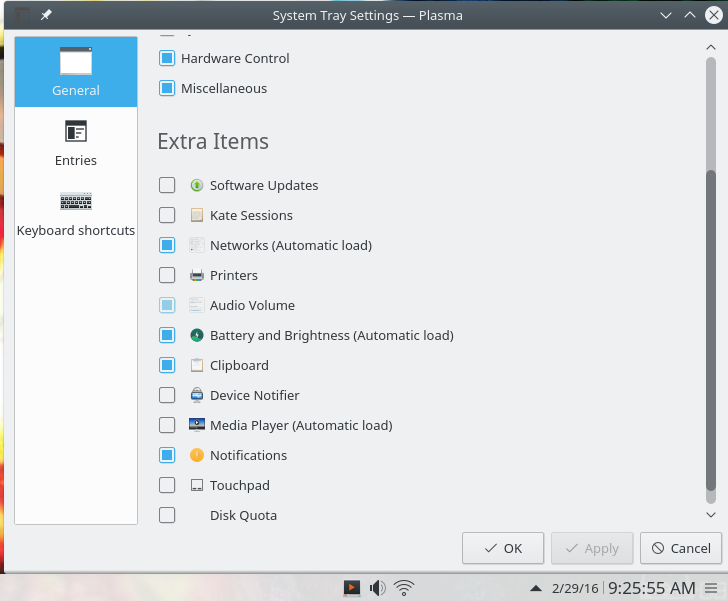 buggy kde system tray