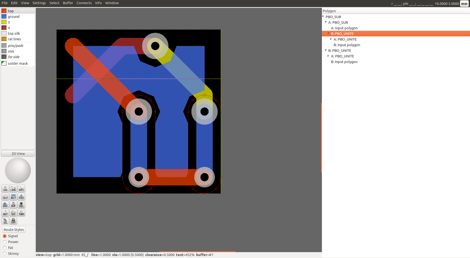 3D view of PCB