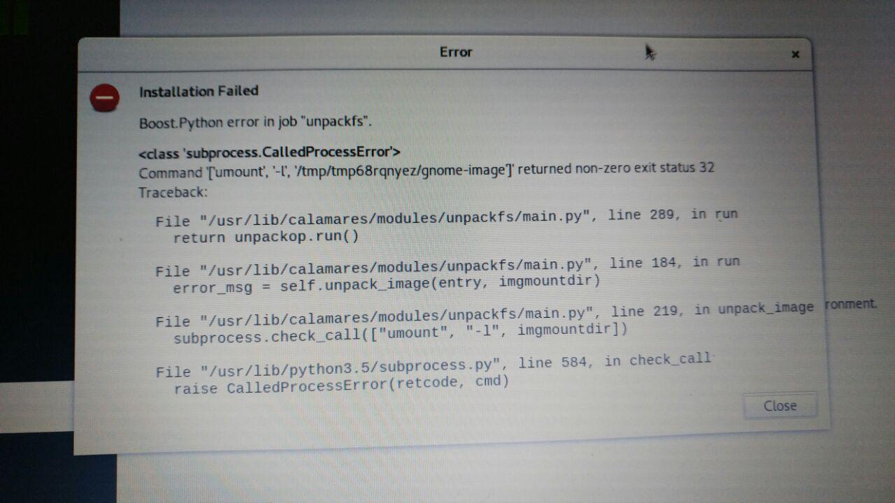 Gnome install fail