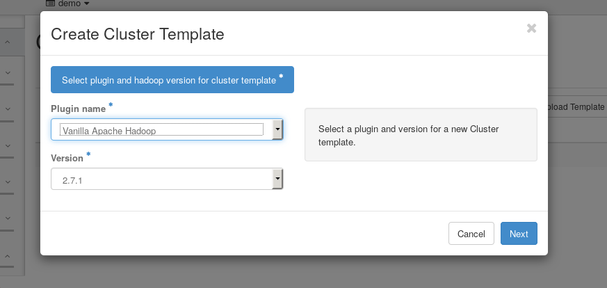Sahara - Mitaka - Create Cluster Template