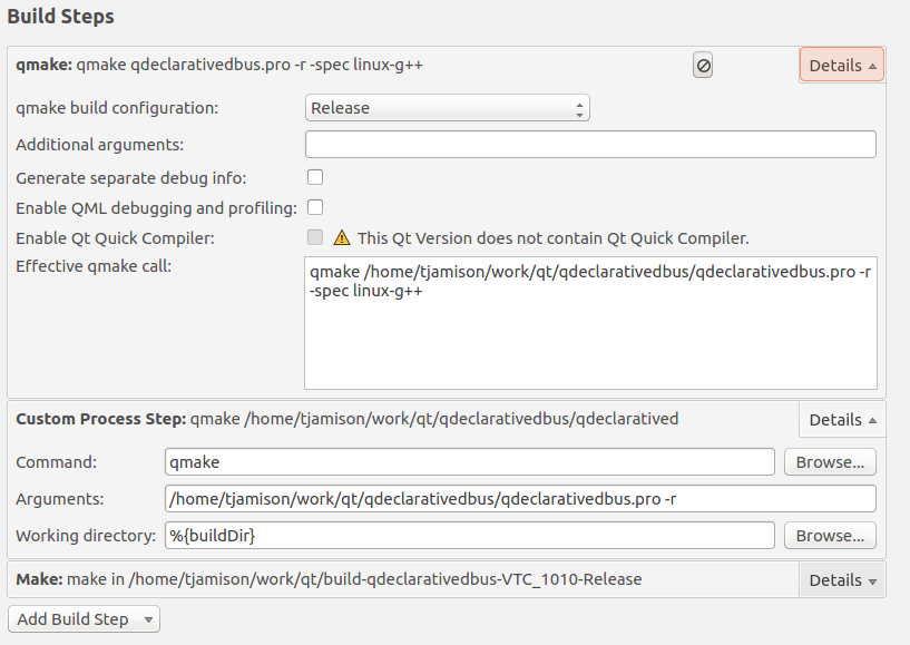 Setting build steps