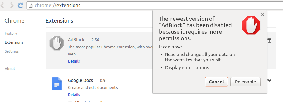AdBlock warning