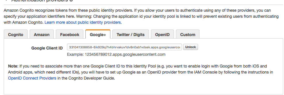 Authentication provider Google