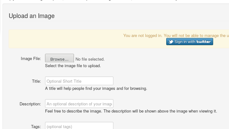 screen shot from image bins form