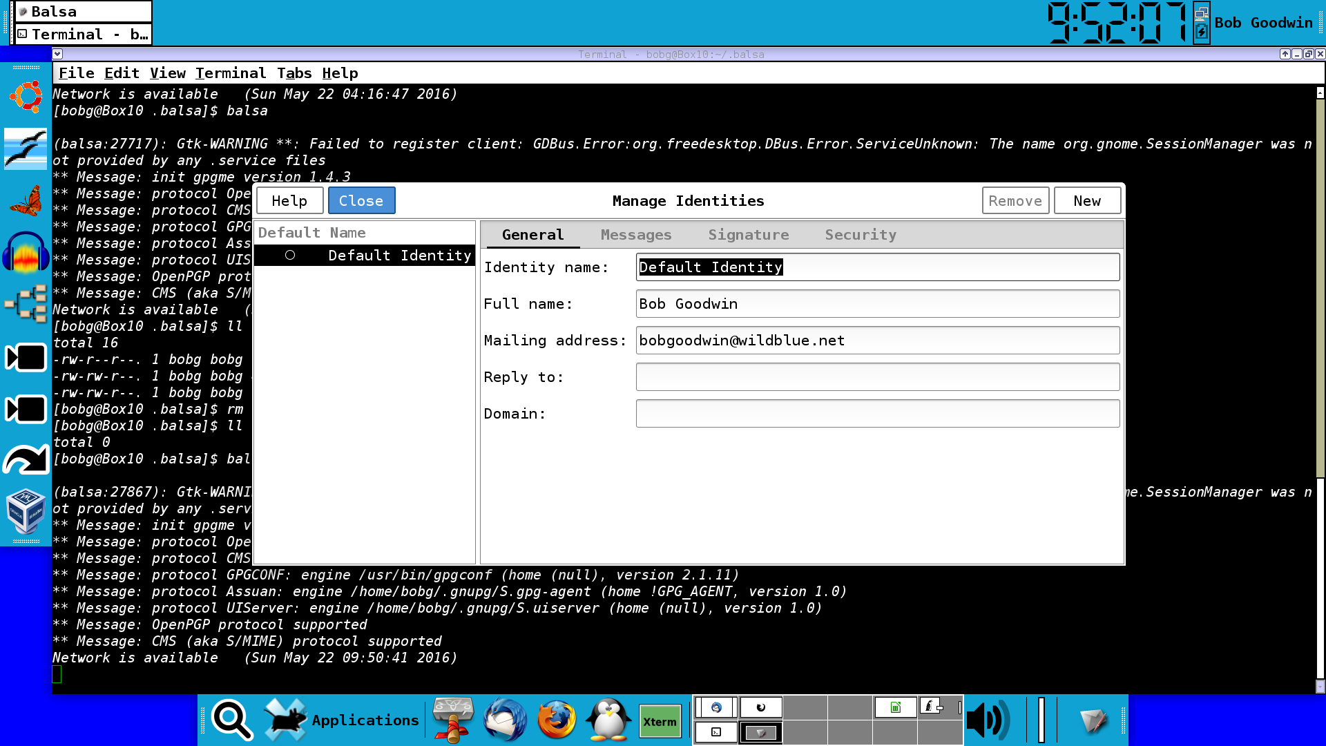 Settings > Identities > Mail files