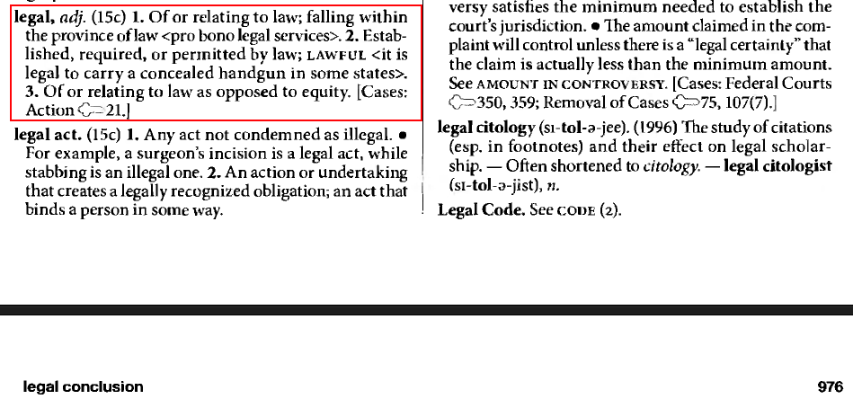 Definition of Legal