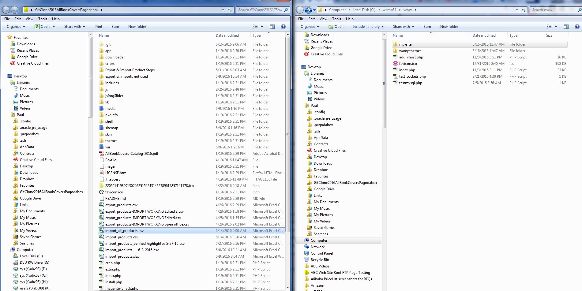 Git Wamp roots and Phpmyadmin DB Import