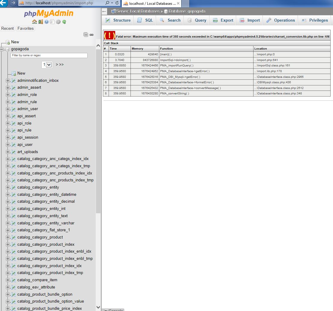 db import finishes but gives errors