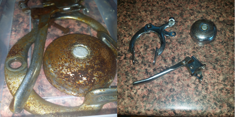 bicycle parts after vinegar bath