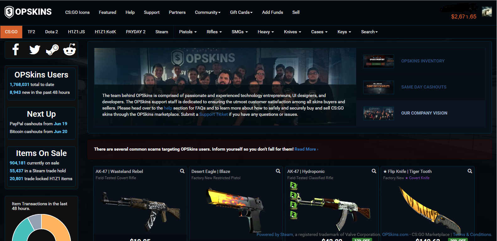 My opskins profile