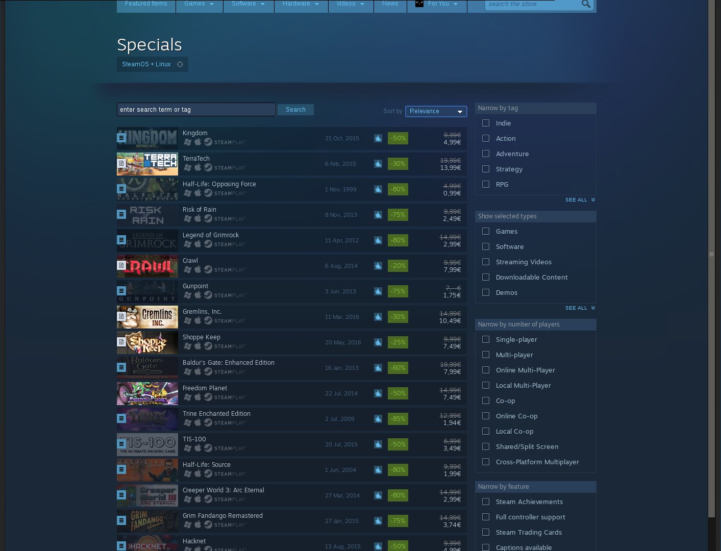 Steam specials