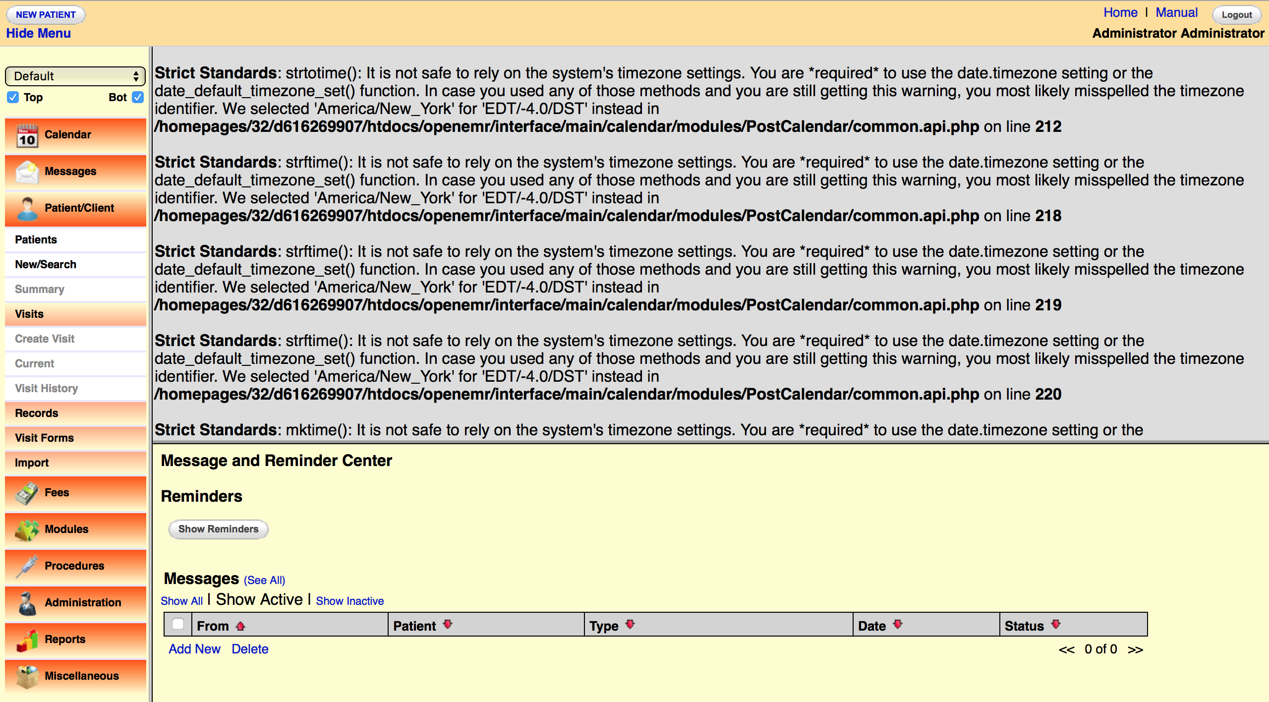OpenEMR Login Screen