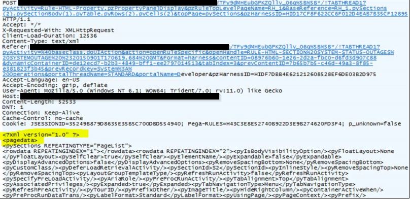 fiddler trace of xml