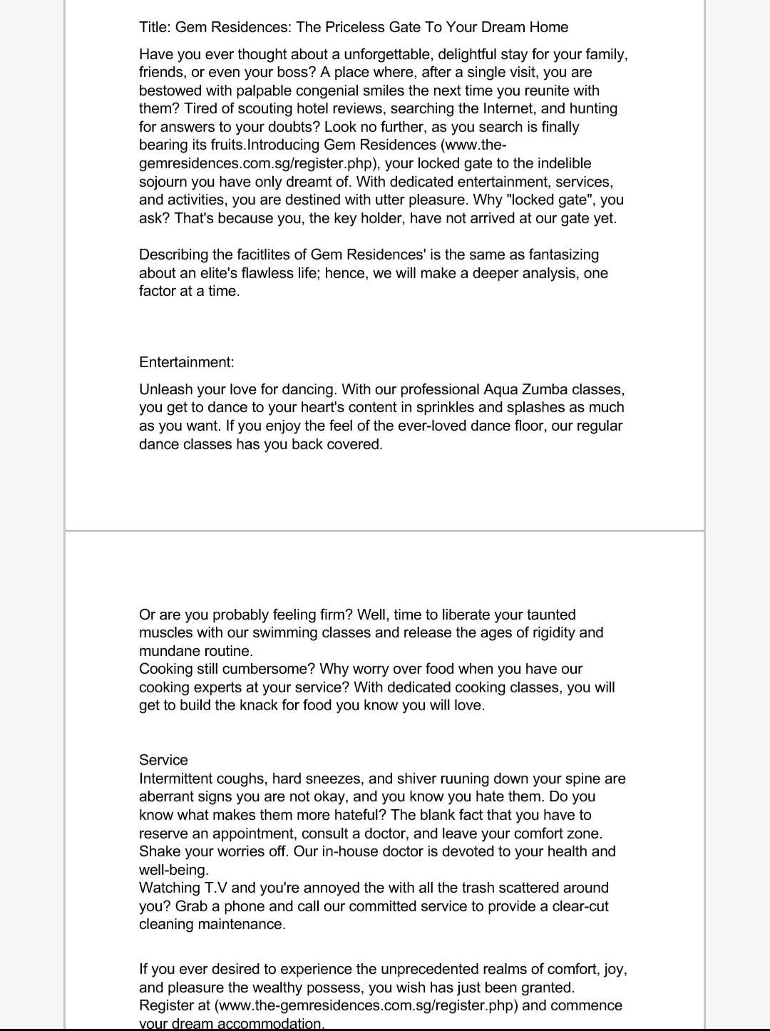 Commercial Article Sample