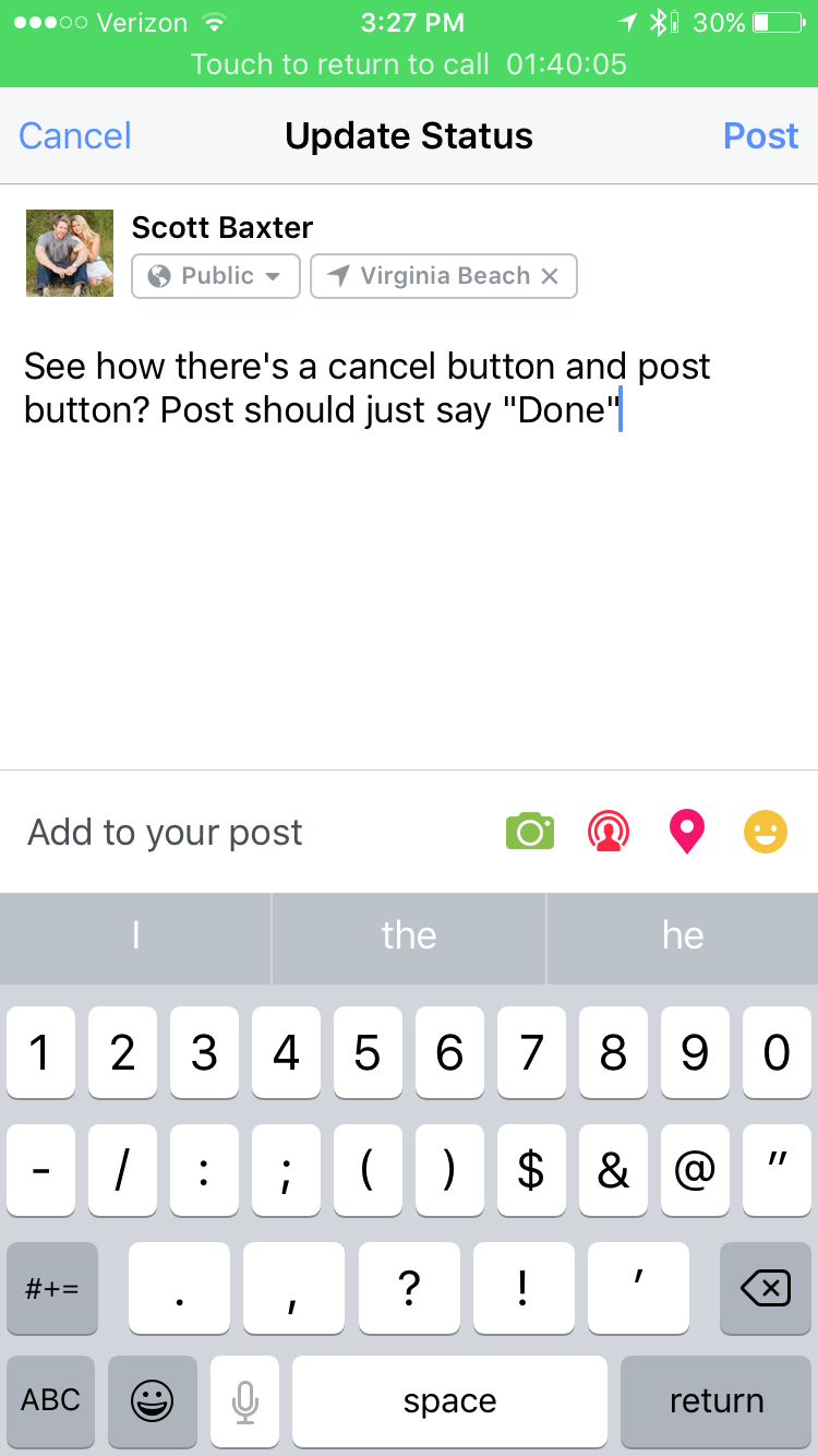 Facebook Status Update