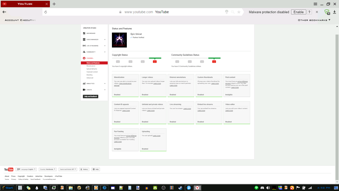Epic Unicat Youtube Features