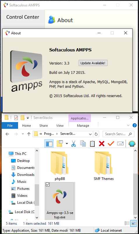 AMPPS Ver 3.5 (Installer) Vs AMPPS Ver 3.3 (Installed)
