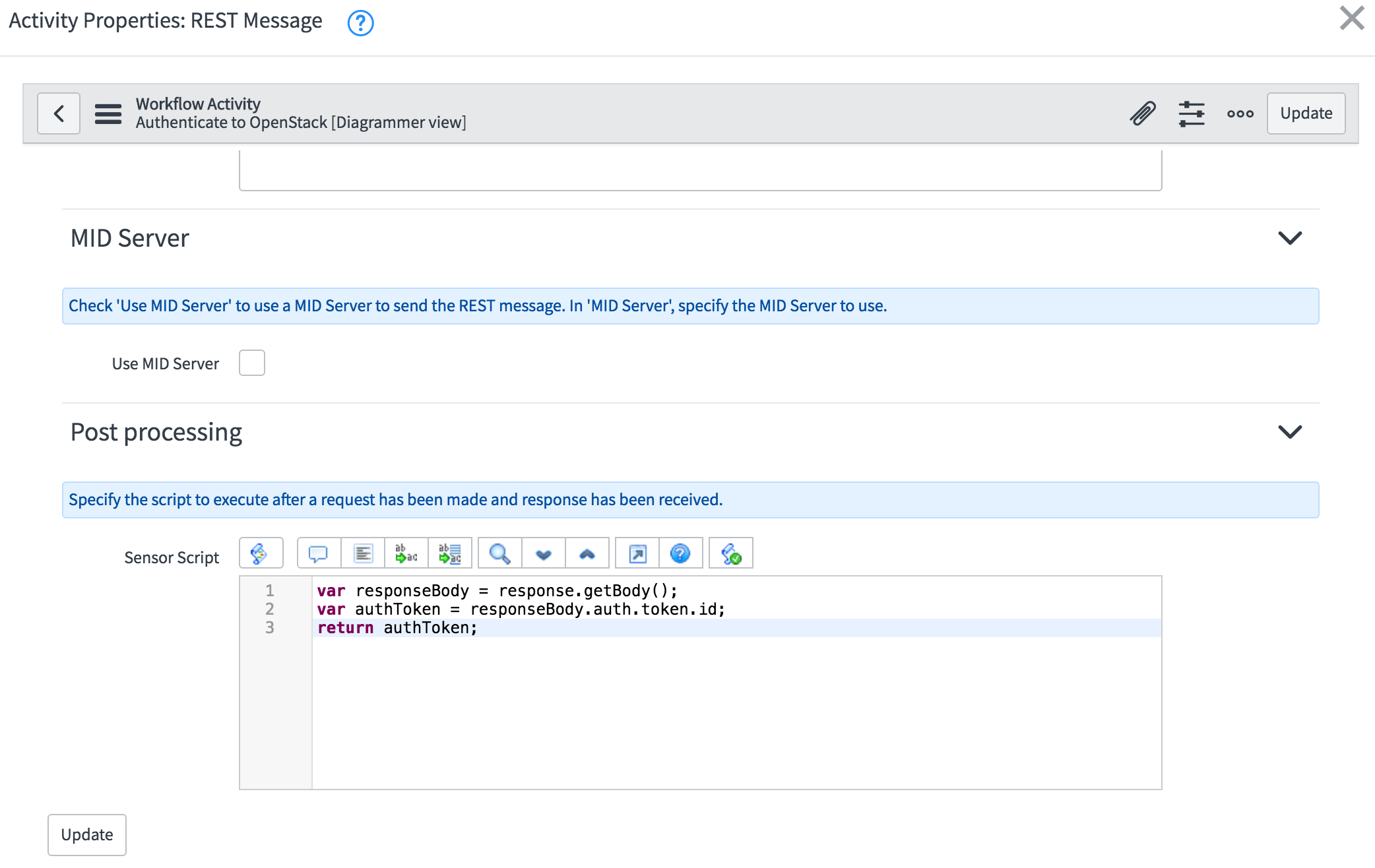 Service-Now Workflow Rest View