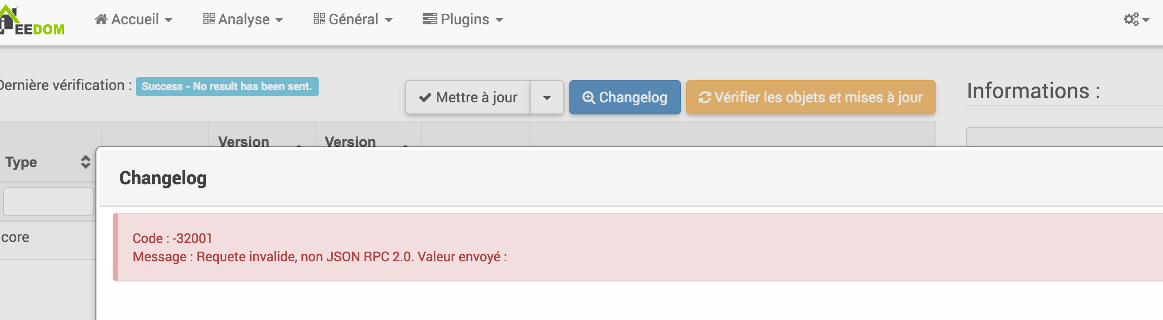 Jeedom error synology