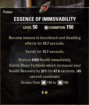 Crafted Immovable Potion