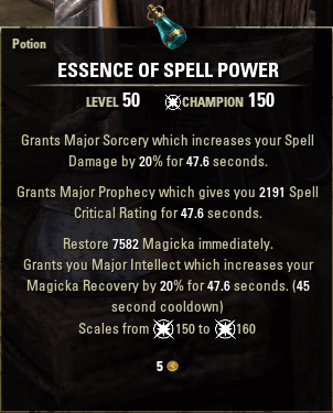 Crafted Spell Power Potion