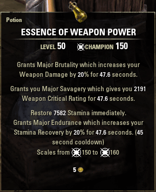 Crafted Weapon Power Potion