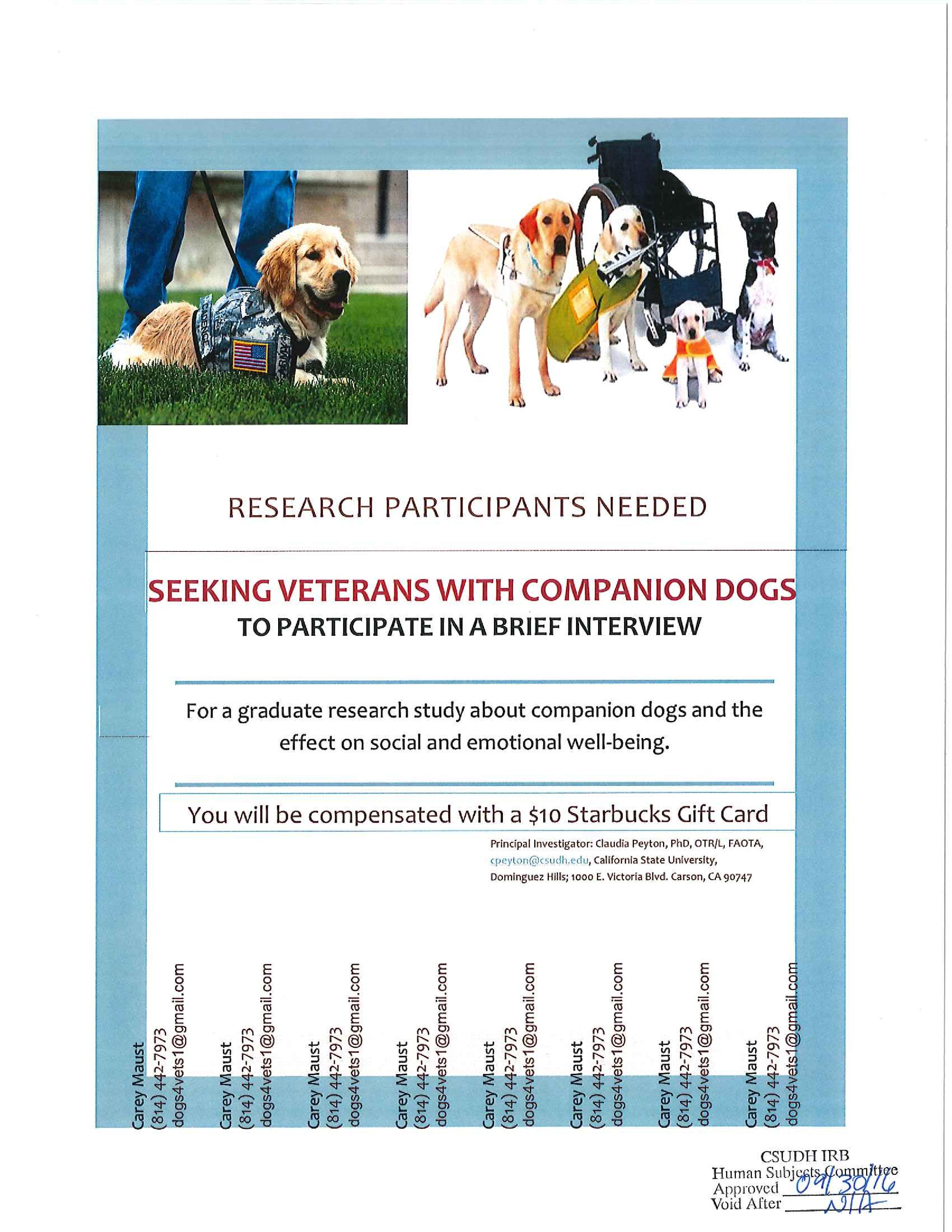 Dogs for Veterans Flyer