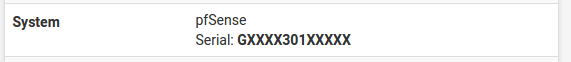pfSense serial number