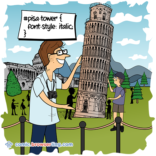 Pisa Tower CSS Joke - Web Developer Comic