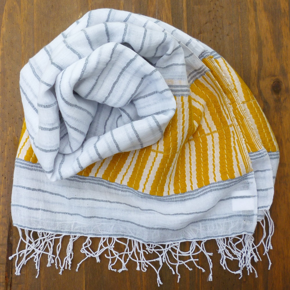 White and Yellow Cotton Scarf