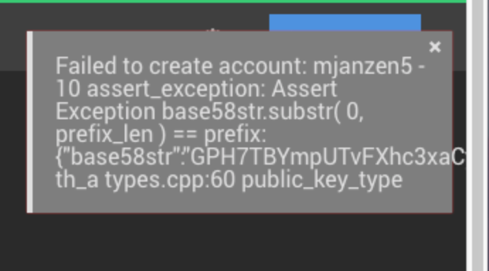 Graphene UI Error When Creating Account