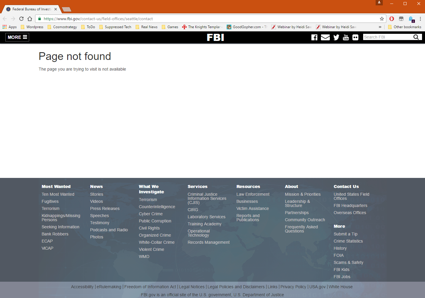 FBI Closed Contact Page