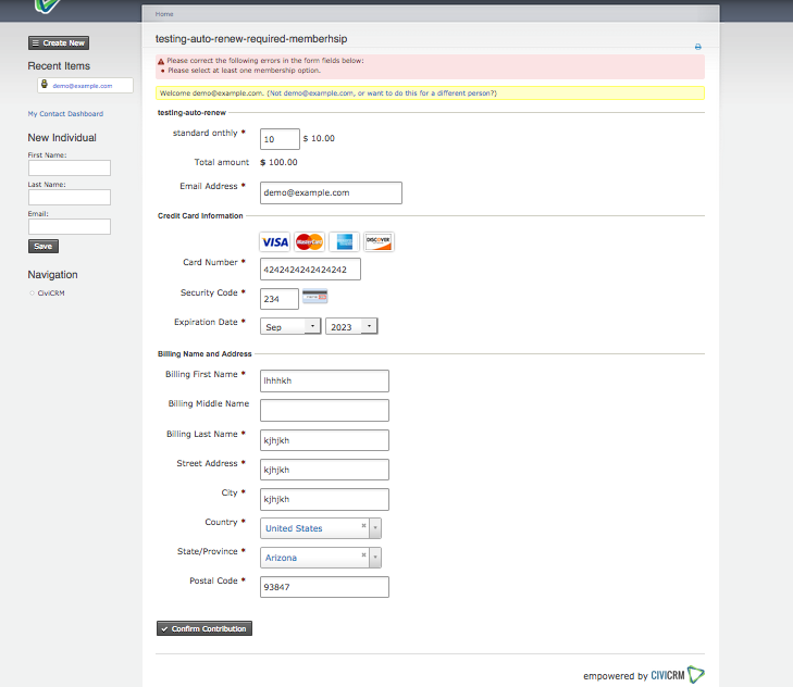 impossible validataion