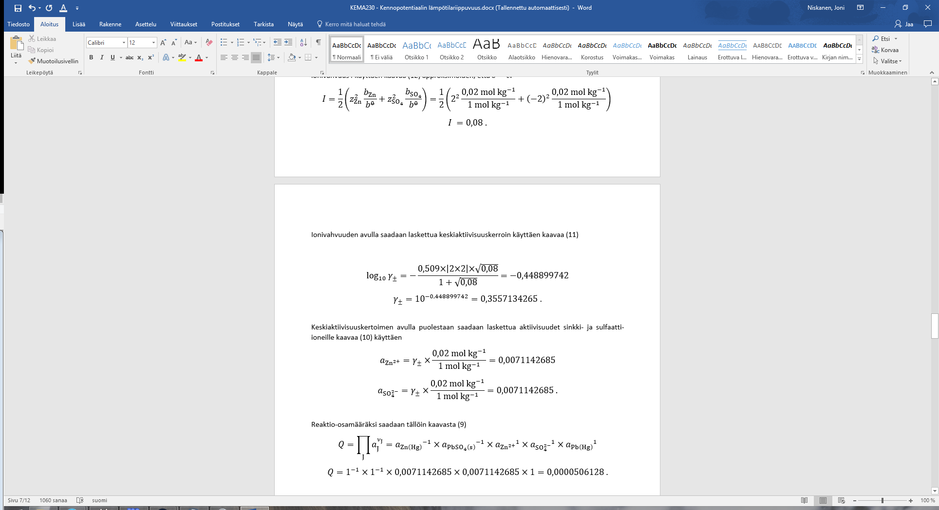 reaction quotinent