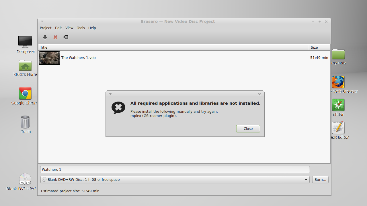 error message