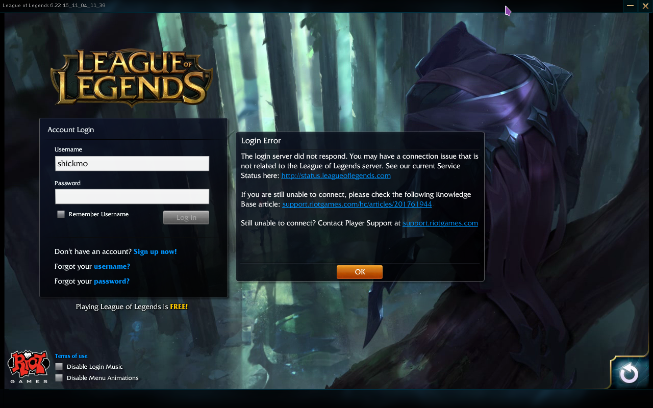 Authentication error