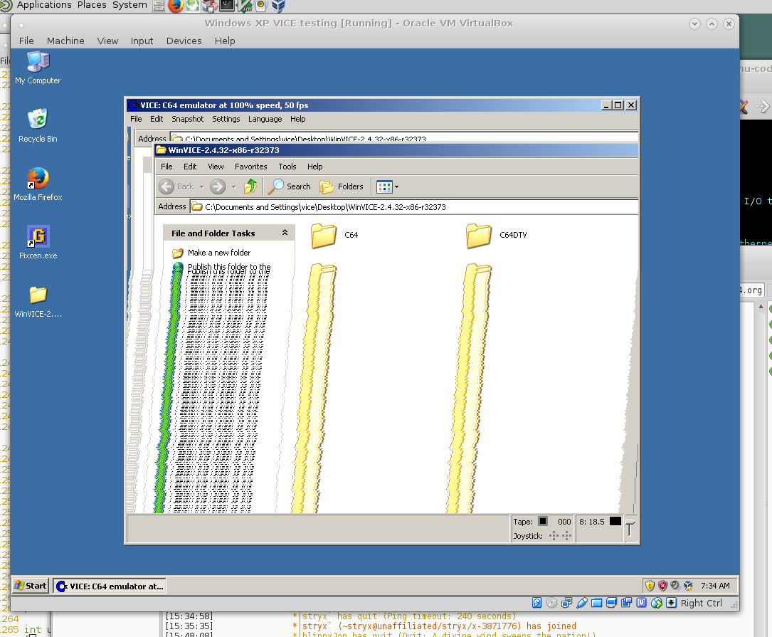 Latest WinVICE nightly running in VBox