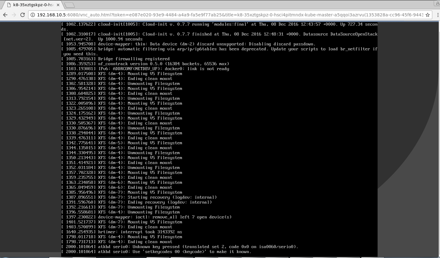 I am trying to open console of kubernetes master console but i stuck here. It is not moving