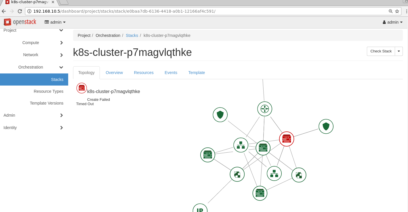 I tried to Kubernetes Stack. But it failed due to time out. Why this time out happened?