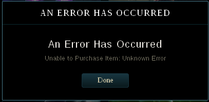 Uknown error when trying to buy LOL store